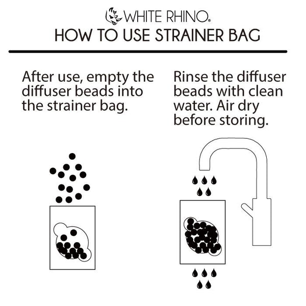 White Rhino Diffuser Beads With Strain and Storage Bags